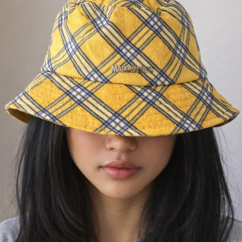 NWT Madden NYC Yellow Plaid Bucket Hat - Picture 4 of 4